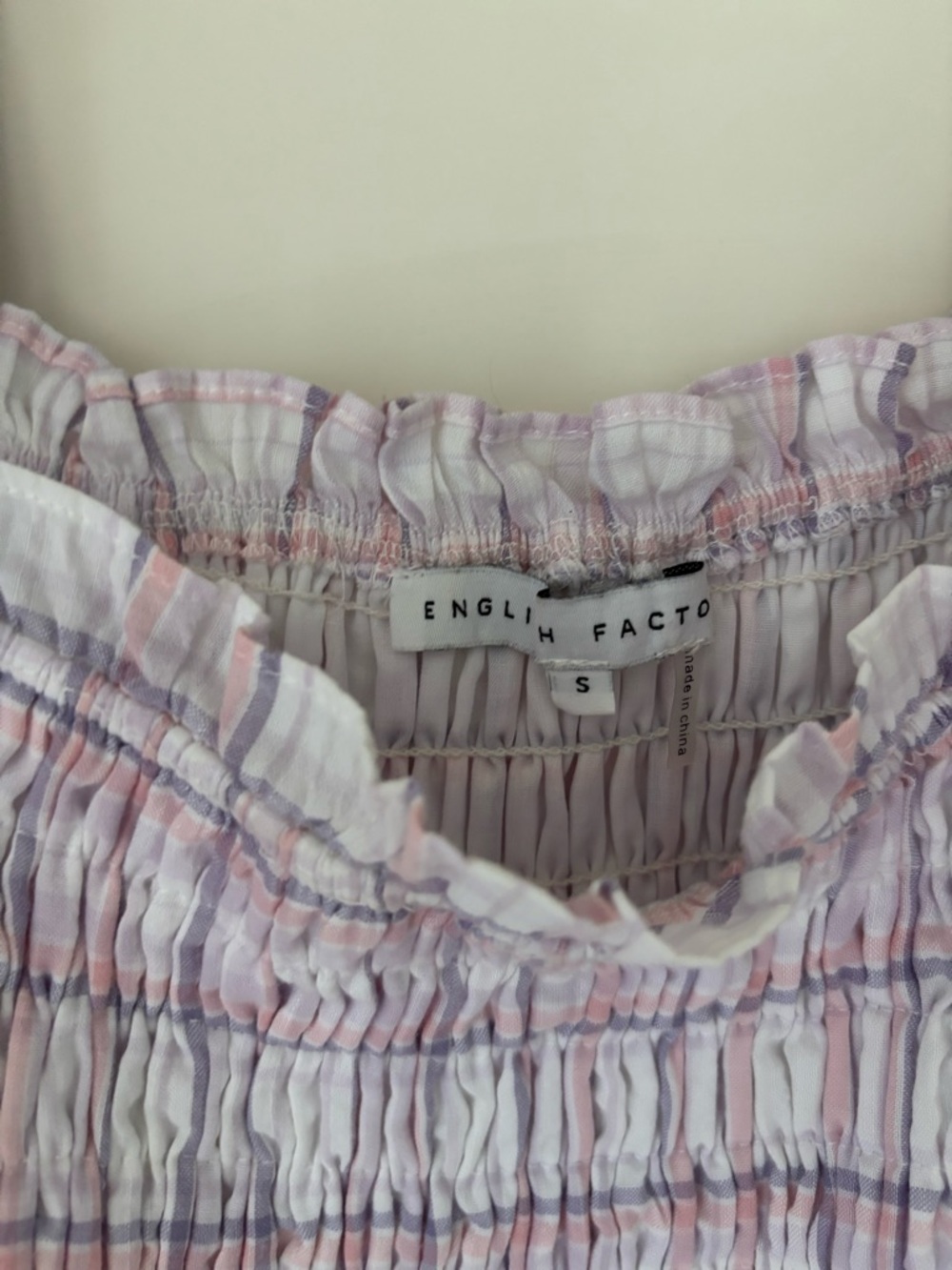 English Factory White and Lilac Plaid Maxi Dress - Picture 3 of 6
